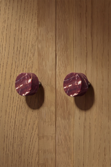 Set di 2 maniglie in pietra naturale e acciaio inossidabile Jareia - Marmo Rosso Cherry Gold