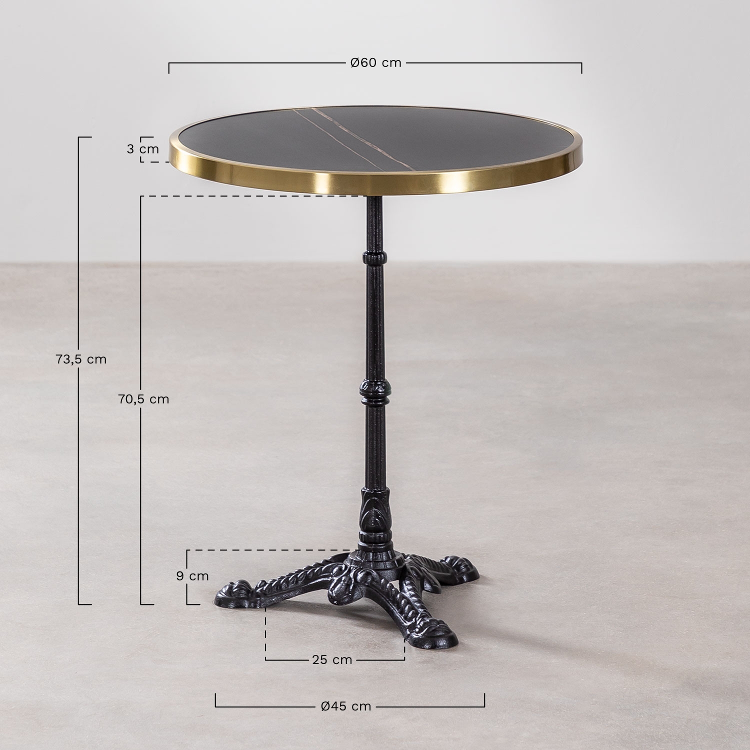 Tavolo da bar rotondo Ø60cm in gres Azteca, MISURE