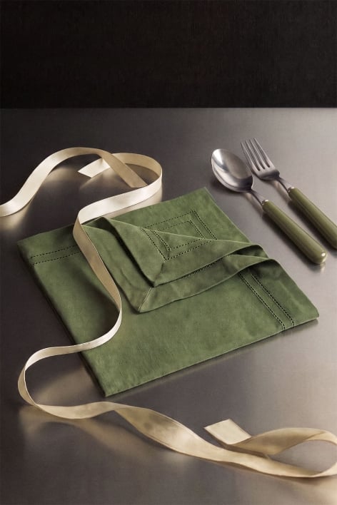 Set di 2 tovaglioli in cotone Eirsen - Verde Olivastro Intenso