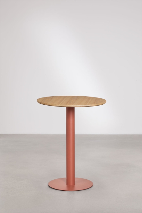 Round bar table in MDF Xiren - Marrone Legno Naturale - Terracotta