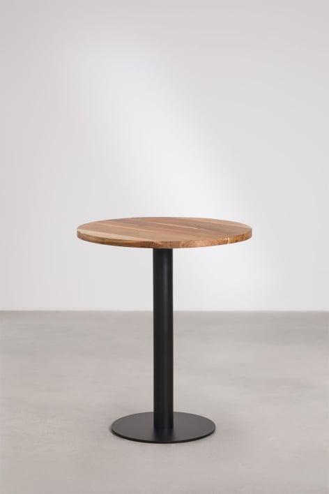 Round acacia wood bar table Xiren - Legno Di Acacia - Nero