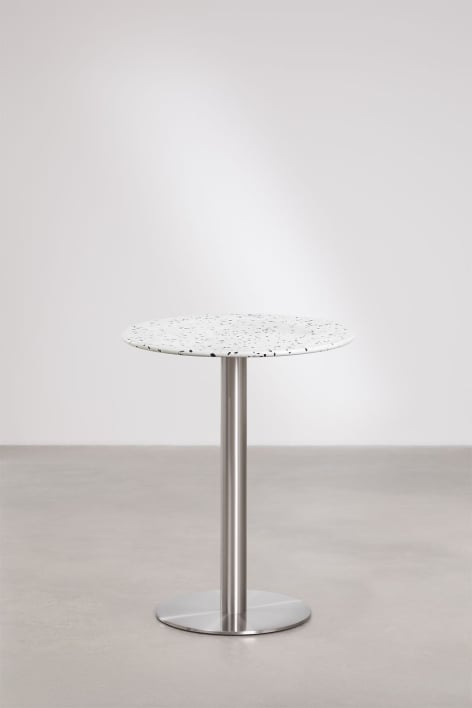 Tavolo da bar rotondo Ø60 cm in terrazzo Xiren - Terrazzo Avorio E Nero - Grigio Spazzolato