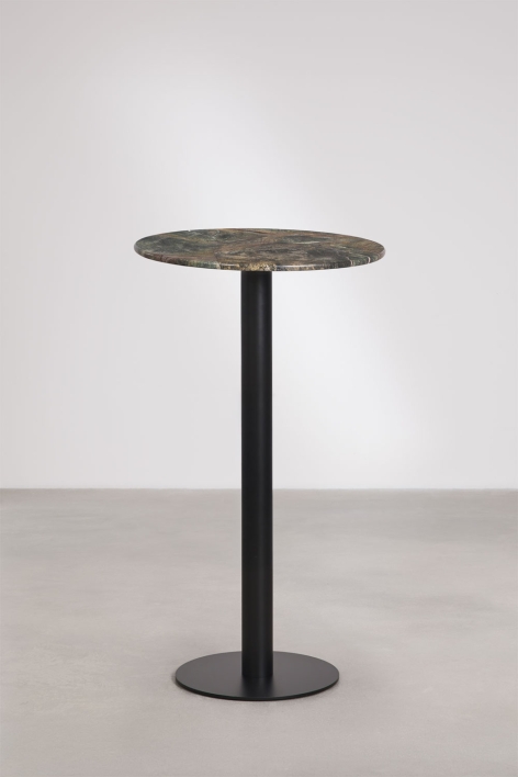 Tavolo alto da bar rotondo Ø60 cm in pietra naturale Xiren - Marmo Verde Forest