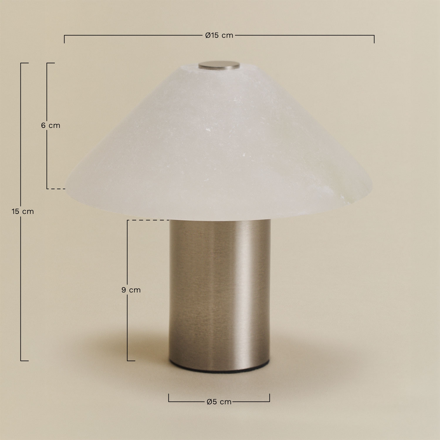 Lampada da tavolo LED wireless in alabastro e ferro Barak, MISURE