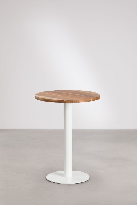 Round acacia wood bar table Xiren - Legno Di Acacia - Bianco