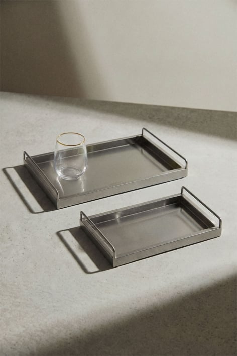 Set di 2 vassoi da portata in acciaio inox Wimeli