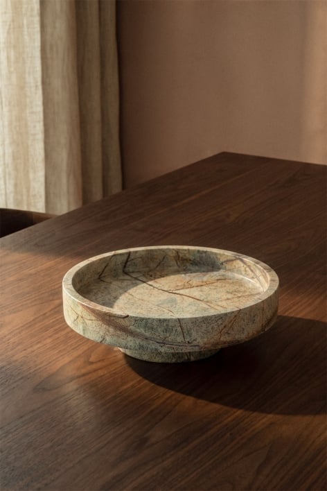 Vano portaoggetti rotondo Ø25 cm in pietra naturale Kevara - Marmo Verde Forest