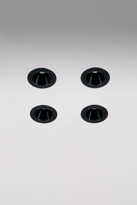 Pack da 4 downlight LED da incasso con cornici Ø5 cm in alluminio con accensione e spegnimento progressivo Luisiana