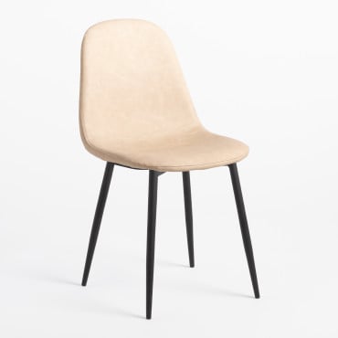 Sedia Da Pranzo In Ecopelle Glamm Beige Crema & Nero - Sklum