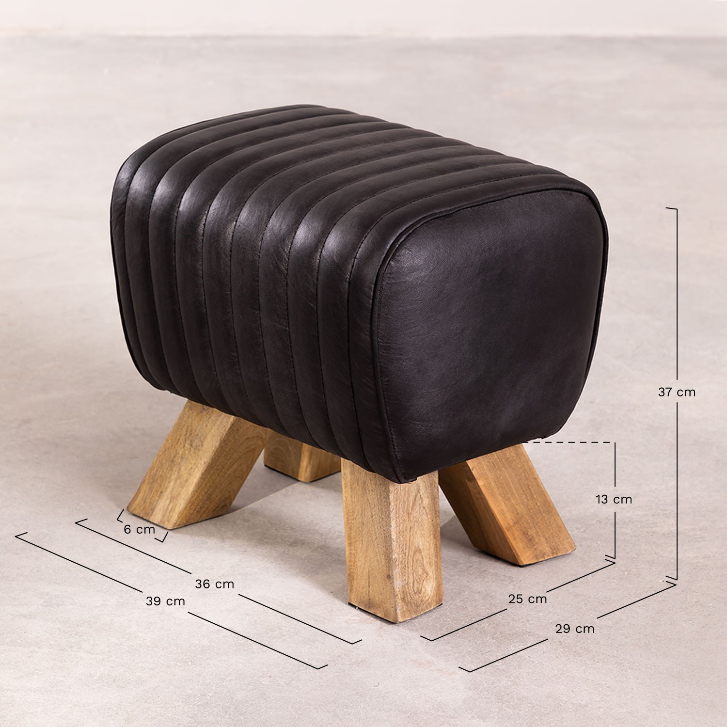 Sgabello Basso in Pelle Finda, MISURE