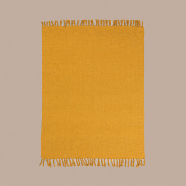 Coperta Plaid In Cotone Fenna Mostarda - Sklum