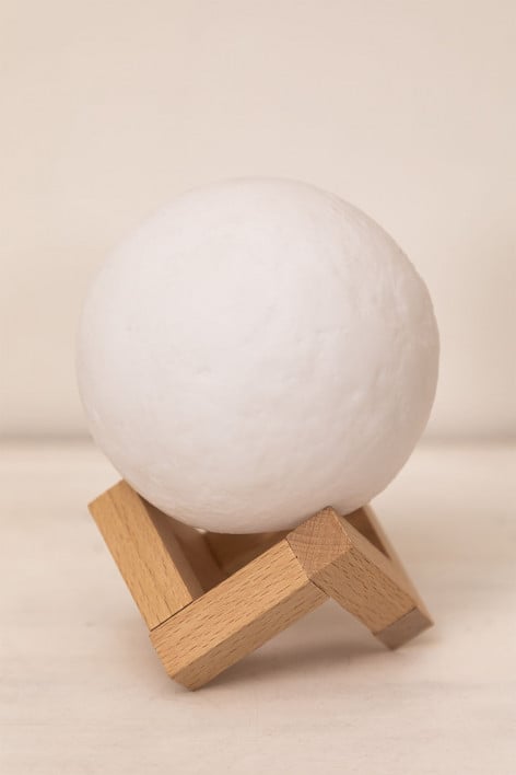 Lampada da tavolo LED wireless in legno Moon Kids