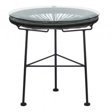 Tavolino Rotondo Ø45 Cm In Metallo E Polietilene Acapulco Nero - Sklum