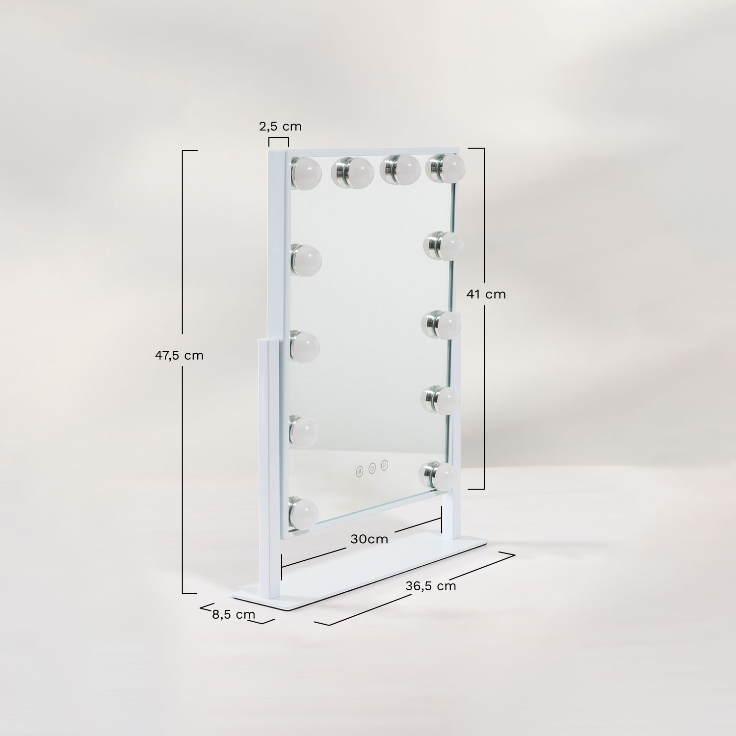Lem002 Led Vetro 72 x 58 cm IceCreamLiving Specchio da parete/Scrivania con luci LED per il trucco 