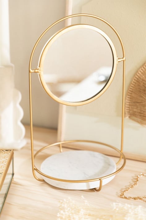 Specchio da tavolo con vassoio in marmo Affra