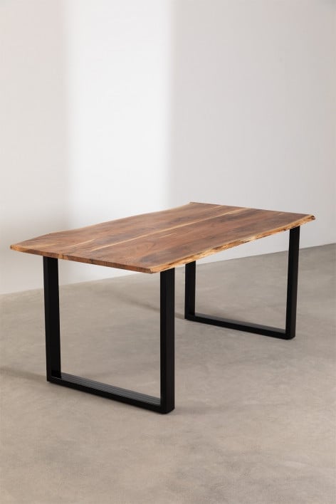 Tavolo da pranzo rettangolare in legno riciclato (180x100 cm) Stile Sami - Nero