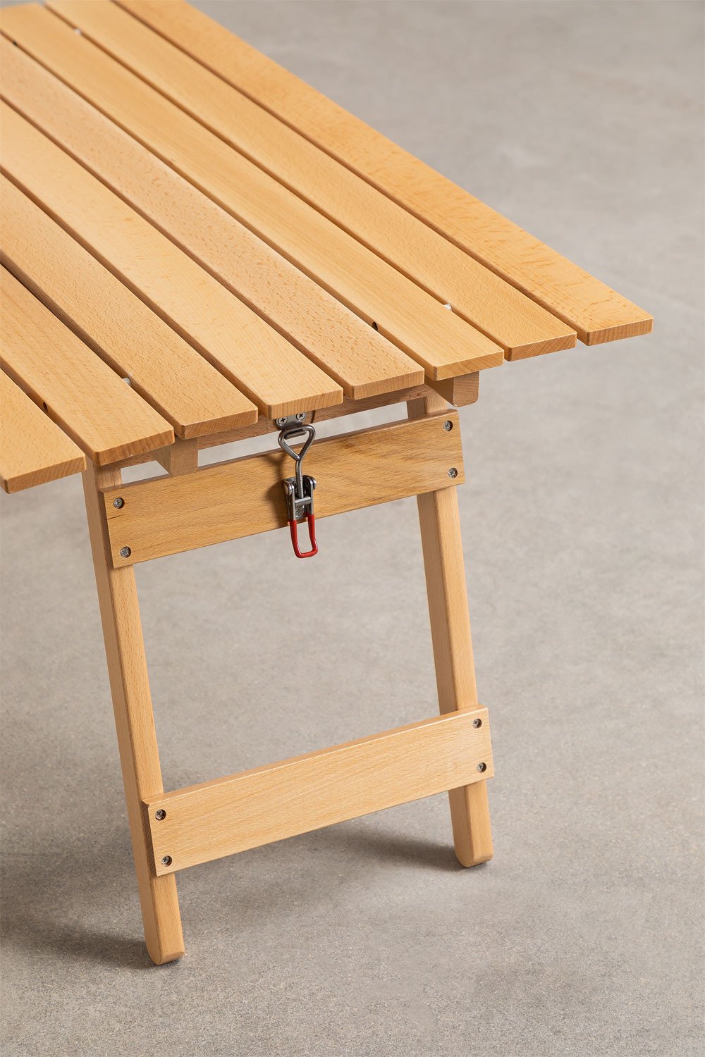 Tavolino da campeggio rettangolare pieghevole in legno di faggio