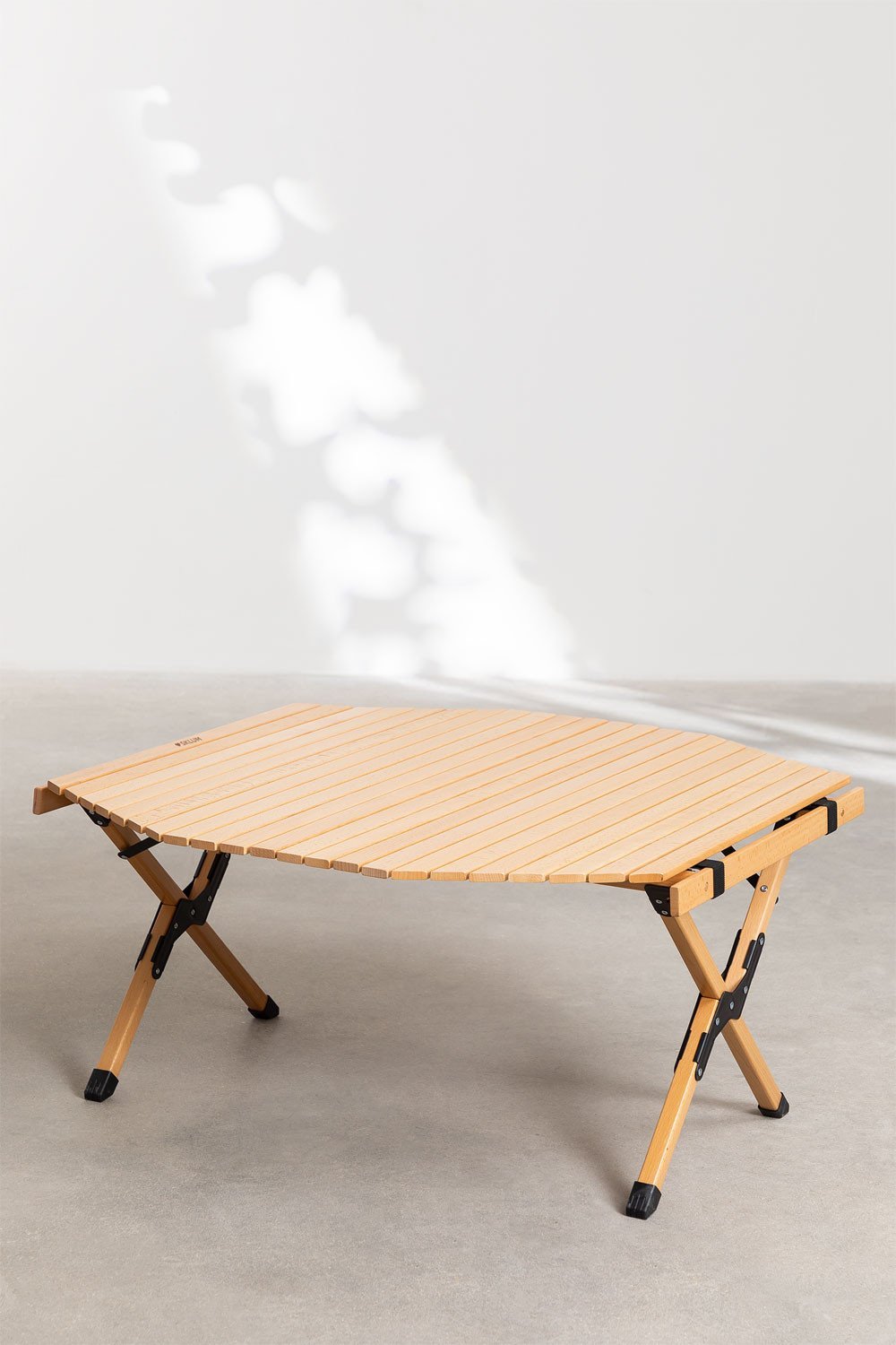 Tavolo da campeggio pieghevole in legno di faggio (91x90 cm