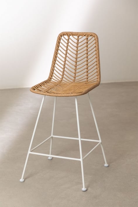 Pack 4 sgabelli alti 75cm in rattan con gambe nere Gouda Natural