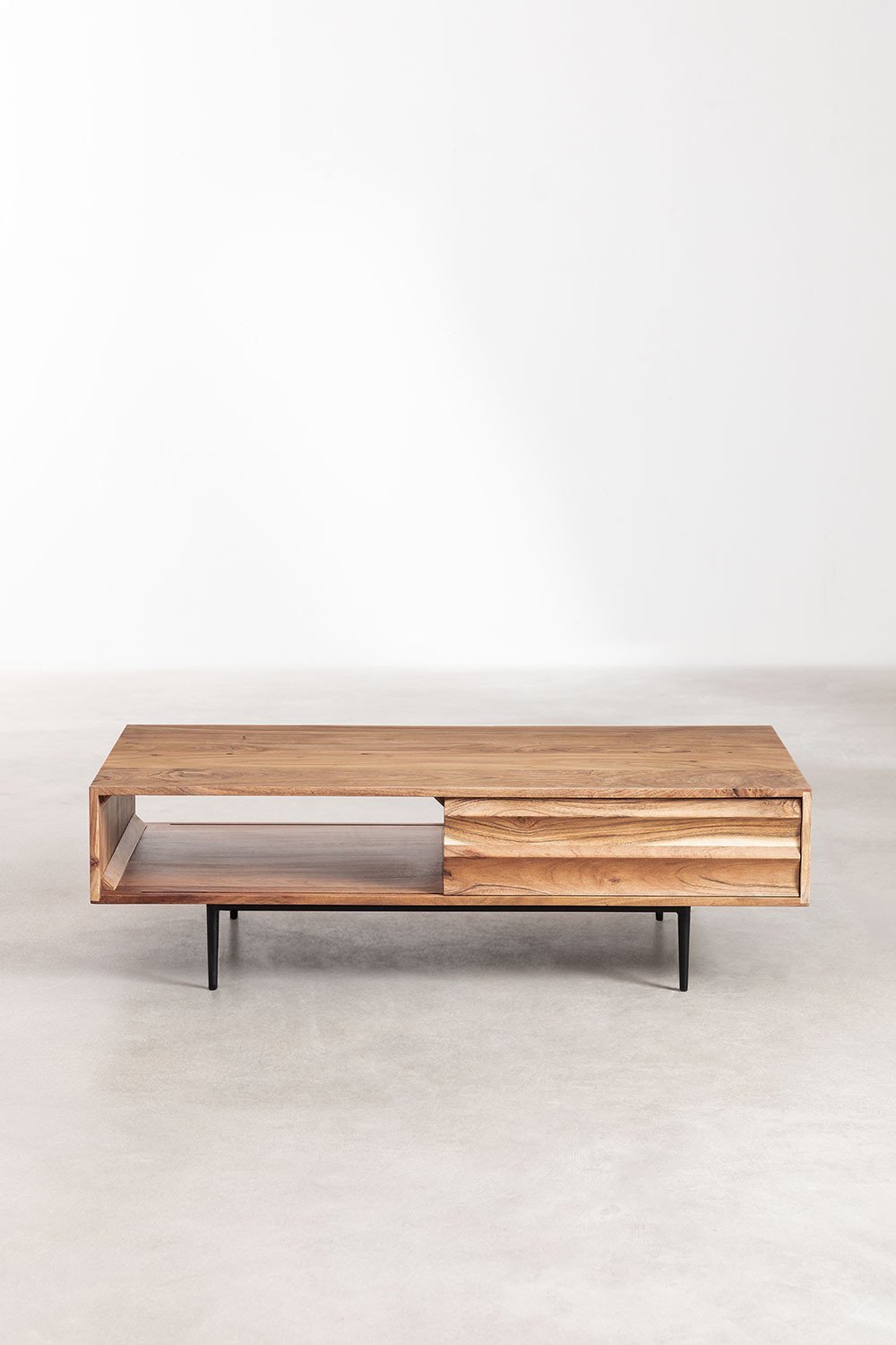 Tavolino rettangolare 120x60 cm in legno di acacia Petter, immagine della galleria 3