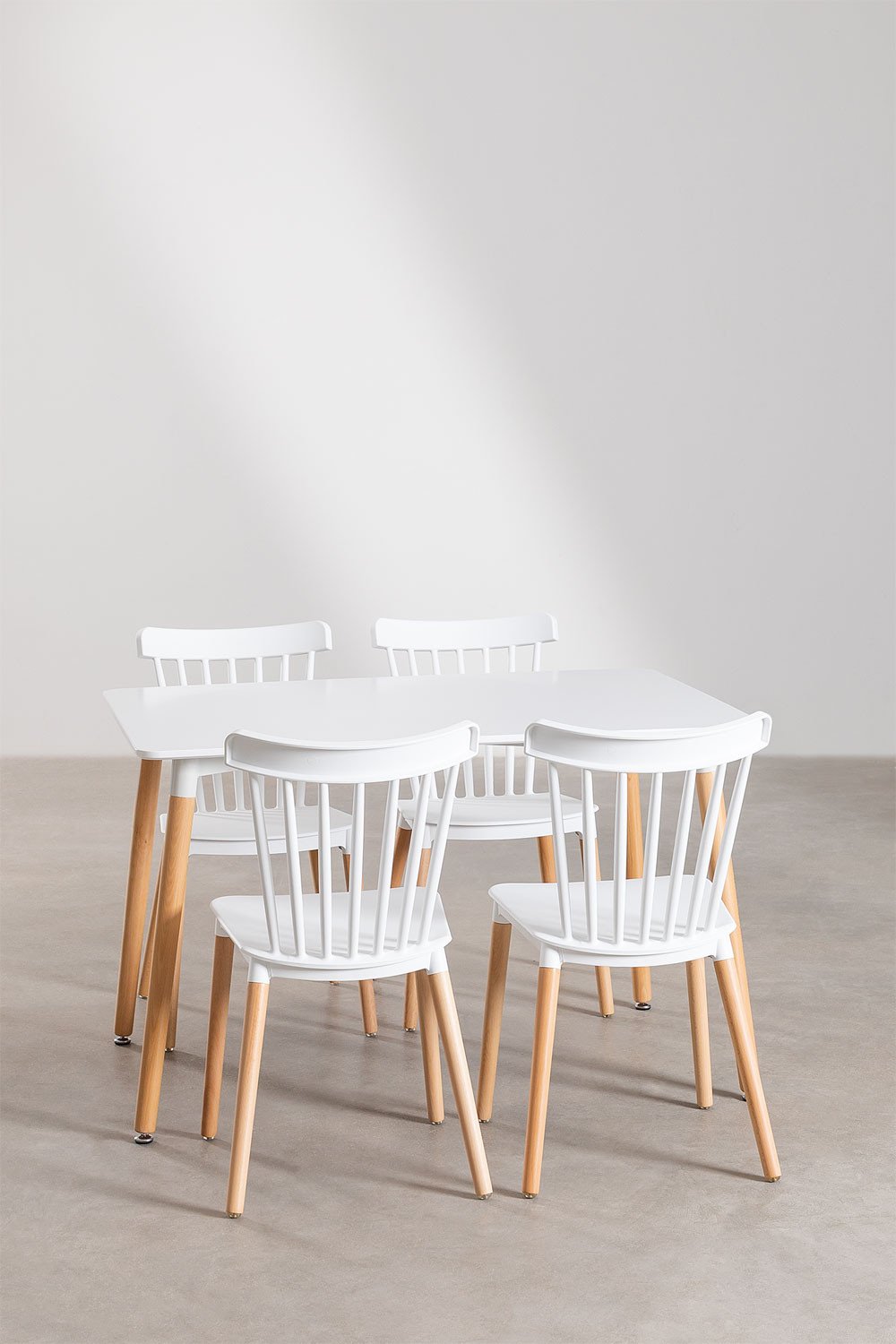 Set Tavolo da Pranzo Rettangolare in Legno di Faggio e MDF (120X80 cm) e 4 Sedie Royal, immagine della galleria 2