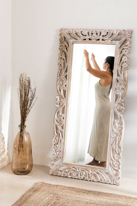 Specchio da Parete Rettangolare in Legno di Mango Zargor