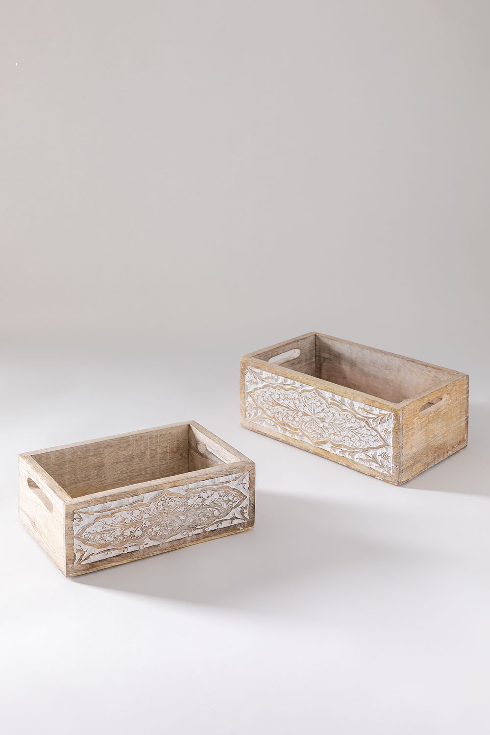 Set di 2 scatole organizer in legno di mango Bizana - SKLUM