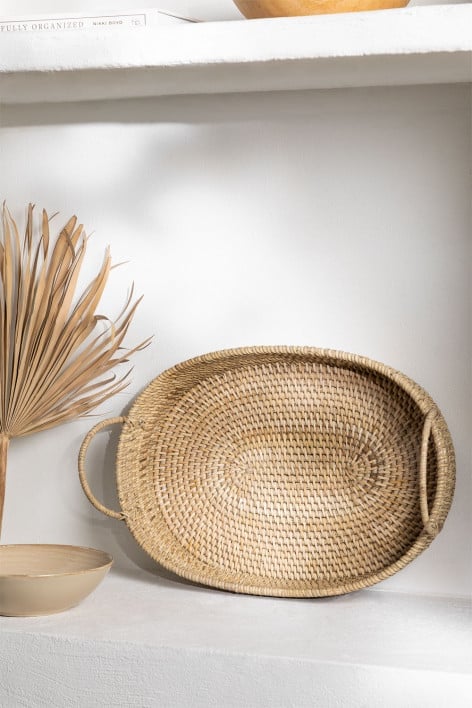 Vassoio decorativo in rattan Traipu