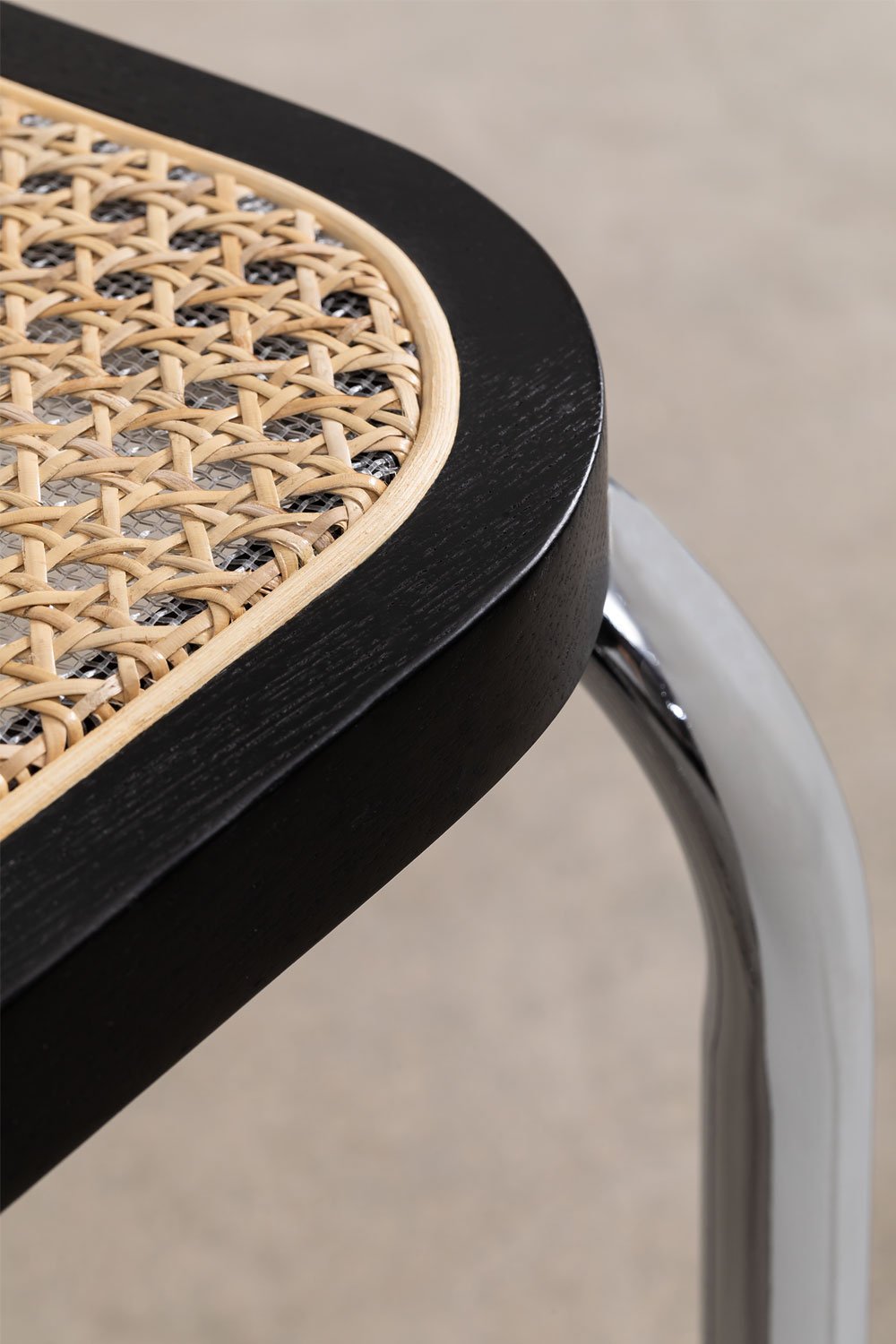 Sedia da pranzo con braccioli in rattan e acciaio Tento, immagine della galleria 6