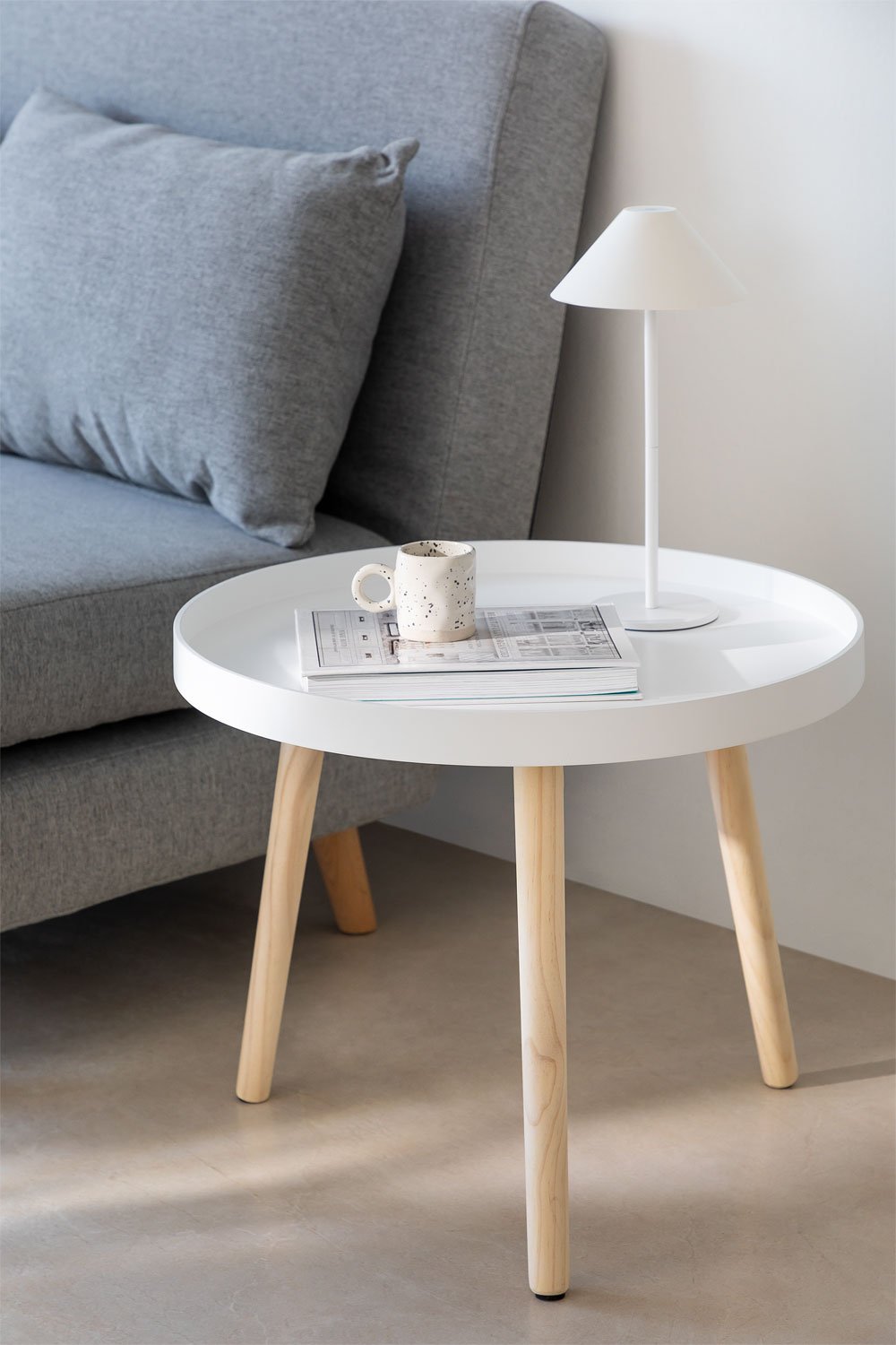 Tavolino rotondo in legno (Ø50 cm) Sigma, immagine della galleria 1