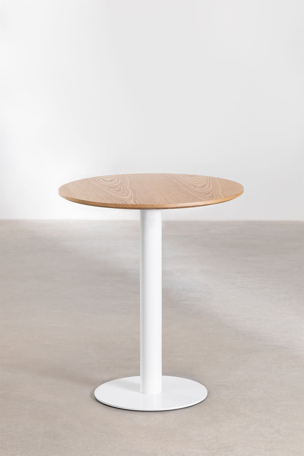 Tavolo da bar rotondo impiallacciato frassino Frappe, immagine della galleria 1