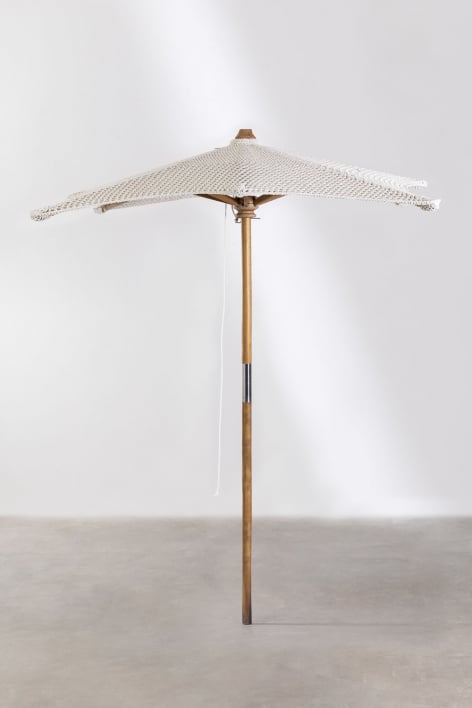 Ombrellone in legno di teak e macramè (183x183 cm) Poike 