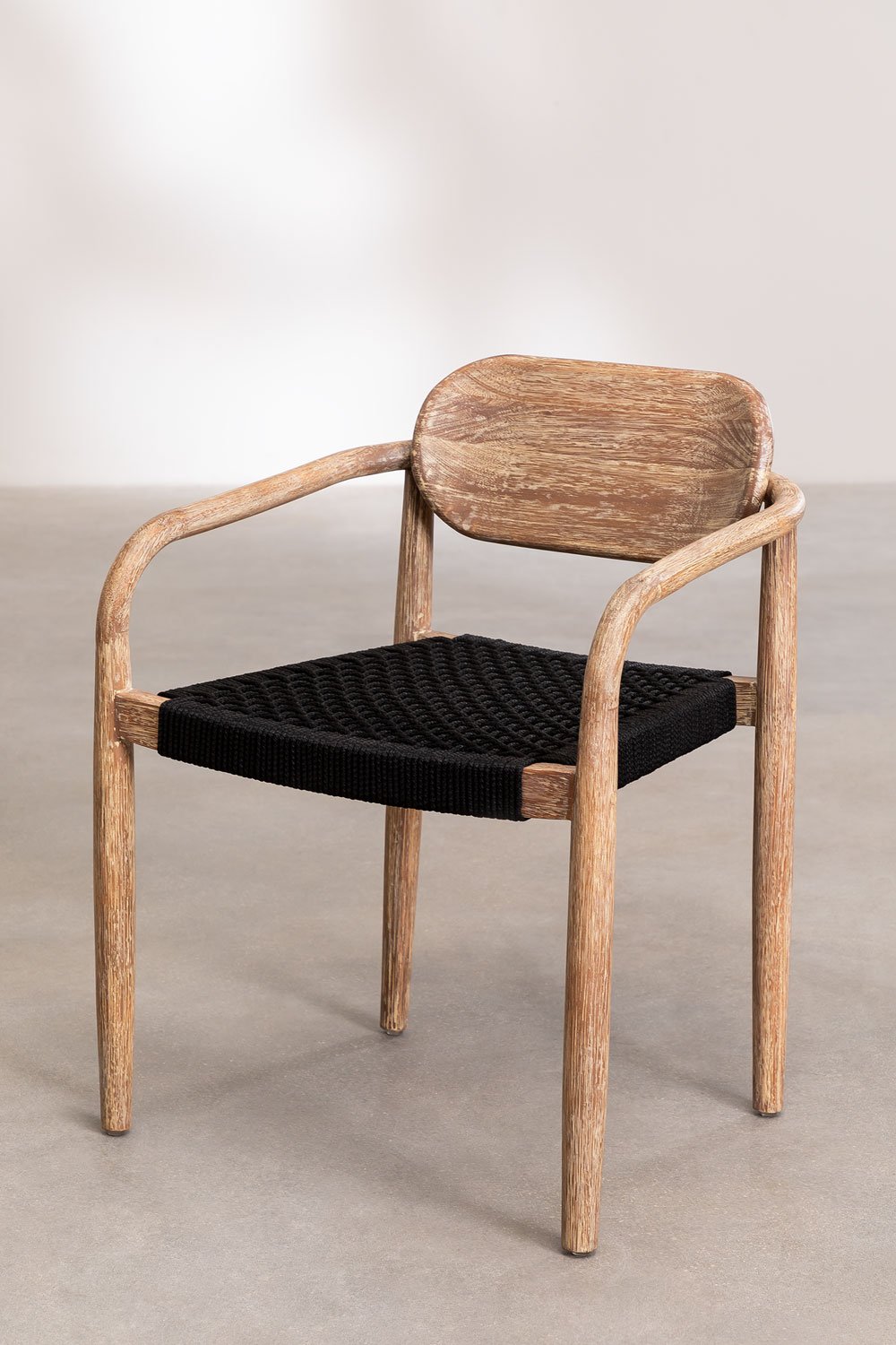 Set Tavola Rotonda (Ø100 cm) e 4 Sedie da Pranzo con Braccioli in Legno Naele , immagine della galleria 6