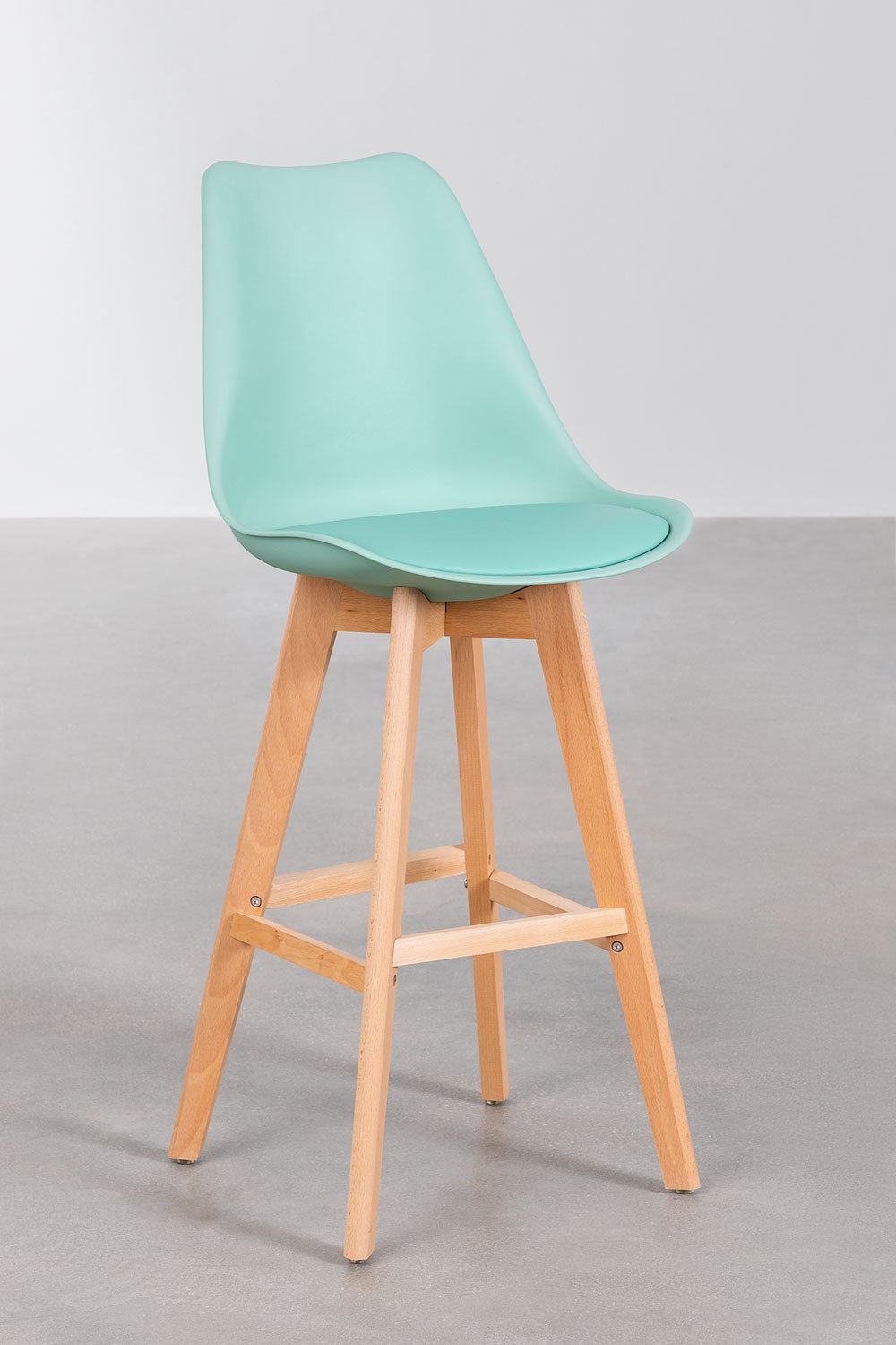 Pacco di 2 sgabelli alti 75 cm con cuscino in similpelle Nordic, immagine della galleria 2