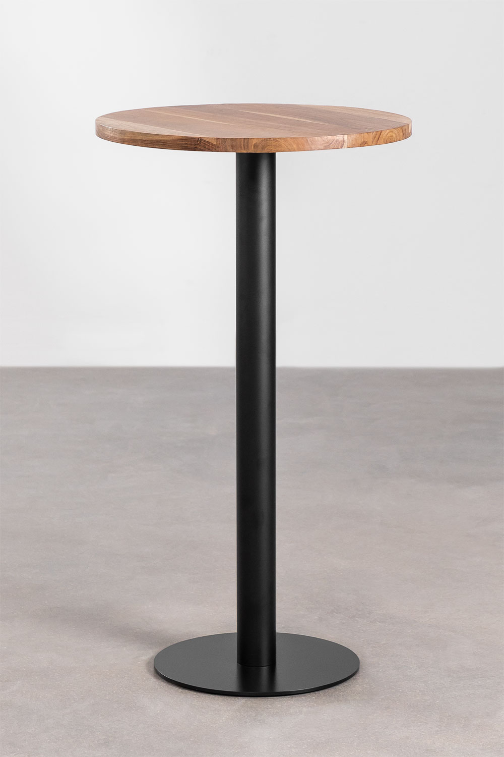 Finnhomy Tavolino Da Bar Rotondo – Stile Vintage Industriale, Base In Metallo Nero, Piano In MDF Marrone, Altezza 99.8 Cm