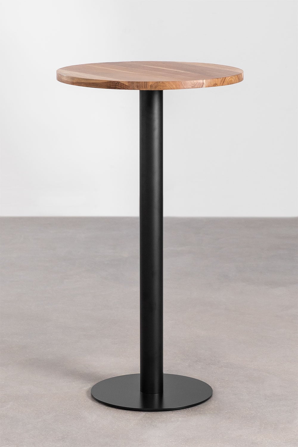 Finnhomy Tavolino Da Bar Rotondo – Stile Vintage Industriale, Base In Metallo Nero, Piano In MDF Marrone, Altezza 99.8 Cm