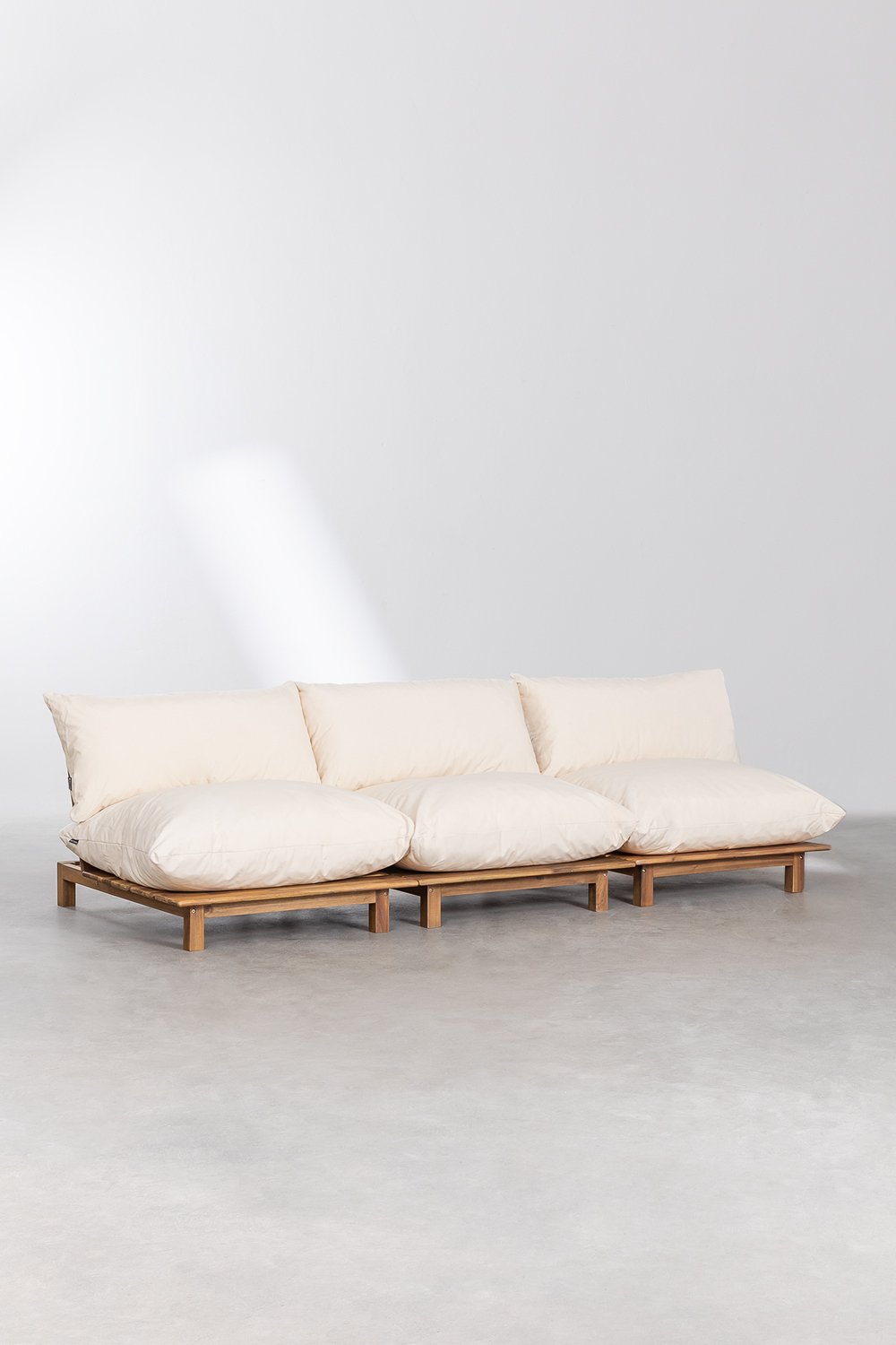 Divano modulare reclinabile in 3 pezzi in legno di acacia Brina, immagine della galleria 1