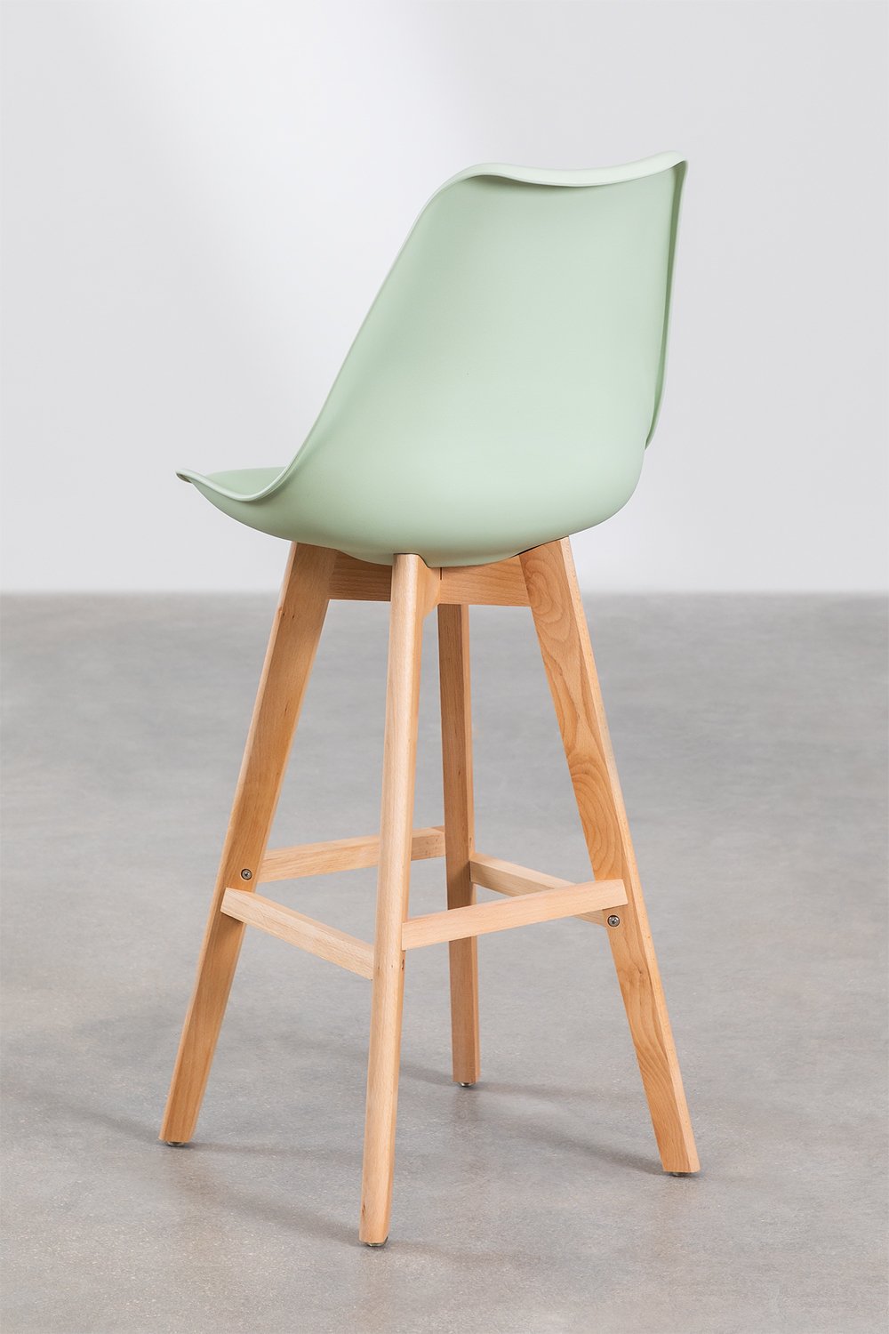 Sgabello alto nordico con cuscino in similpelle, immagine della galleria 7