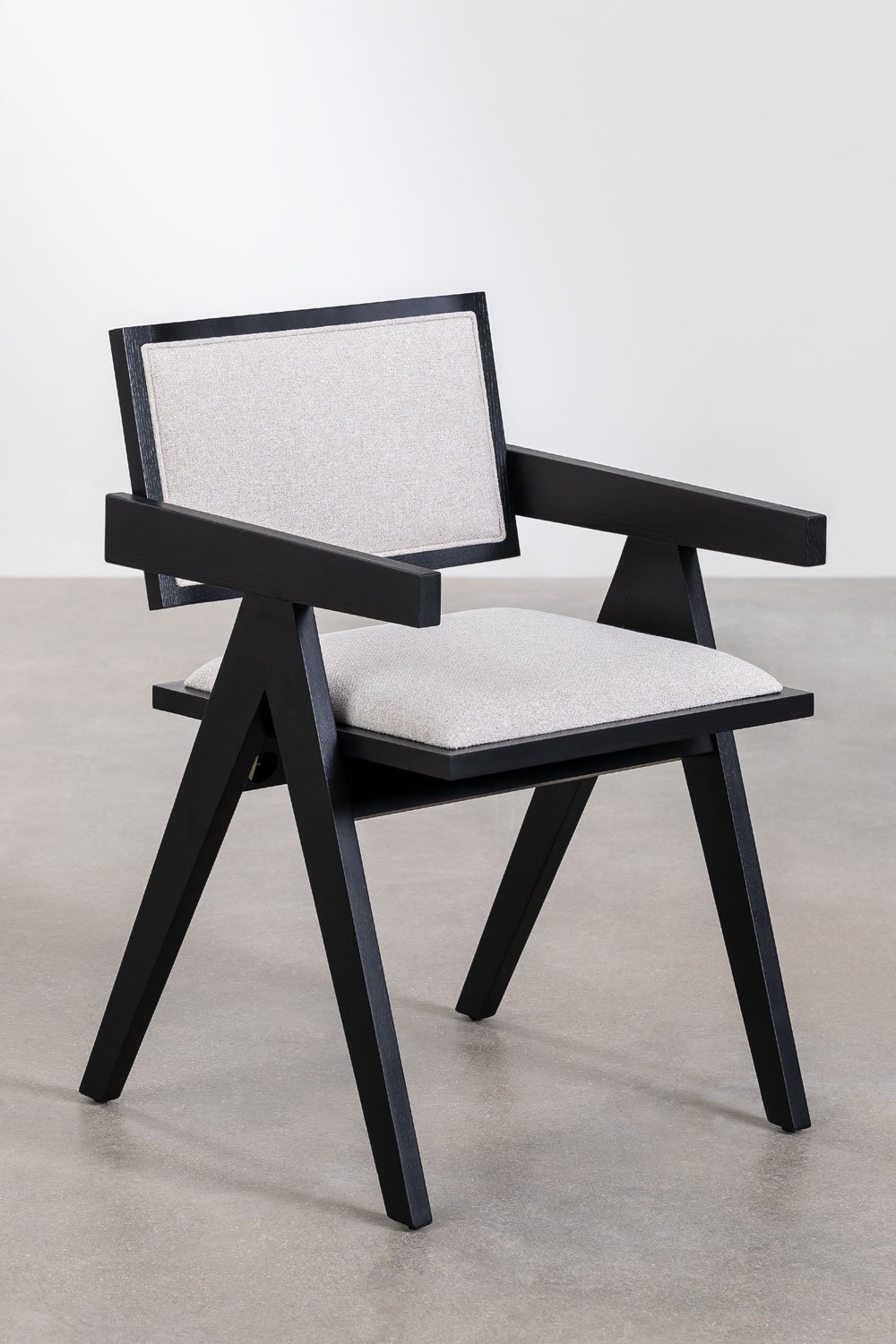 Confezione da 4 sedie da pranzo imbottite con braccioli in legno