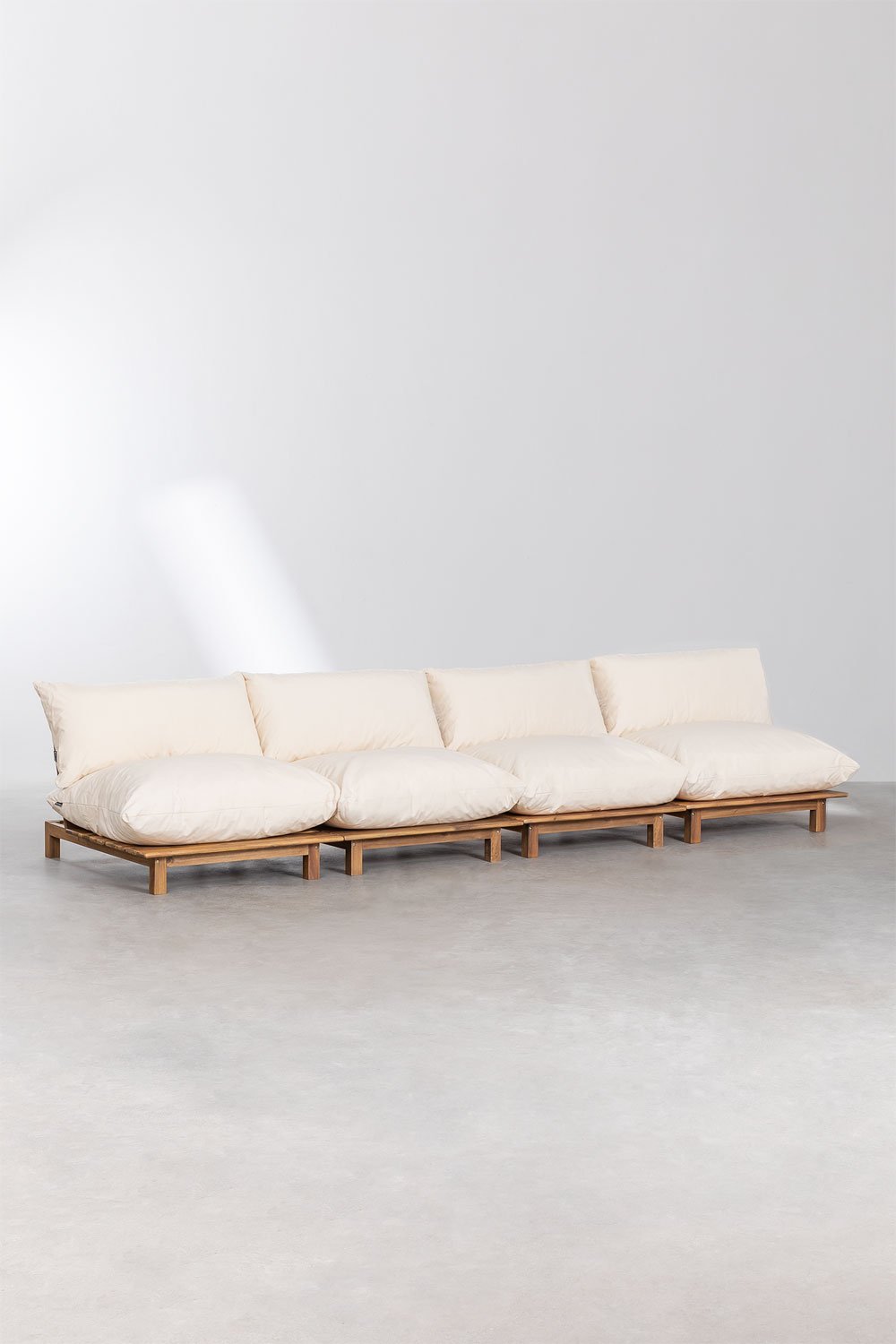 Divano modulare reclinabile in 4 pezzi in legno di acacia Brina, immagine della galleria 1
