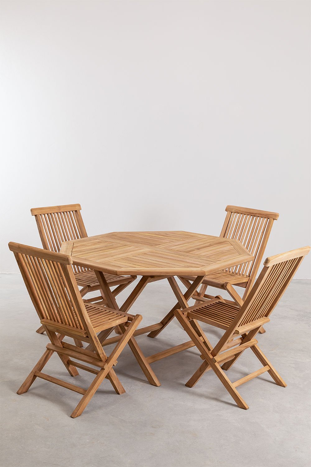 Set Tavolo da Pranzo (120x70 cm) e 4 Sedie Pieghevoli in Legno di Teak Pira  - SKLUM