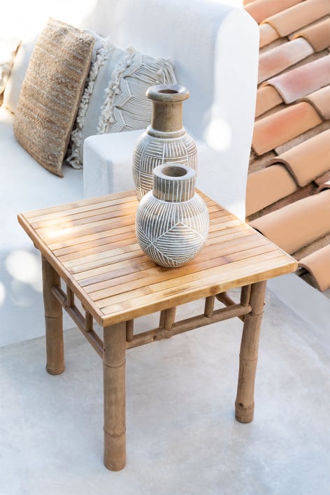 Tavolino da Giardino Basso e Piccolo in Rattan 41x41x35h