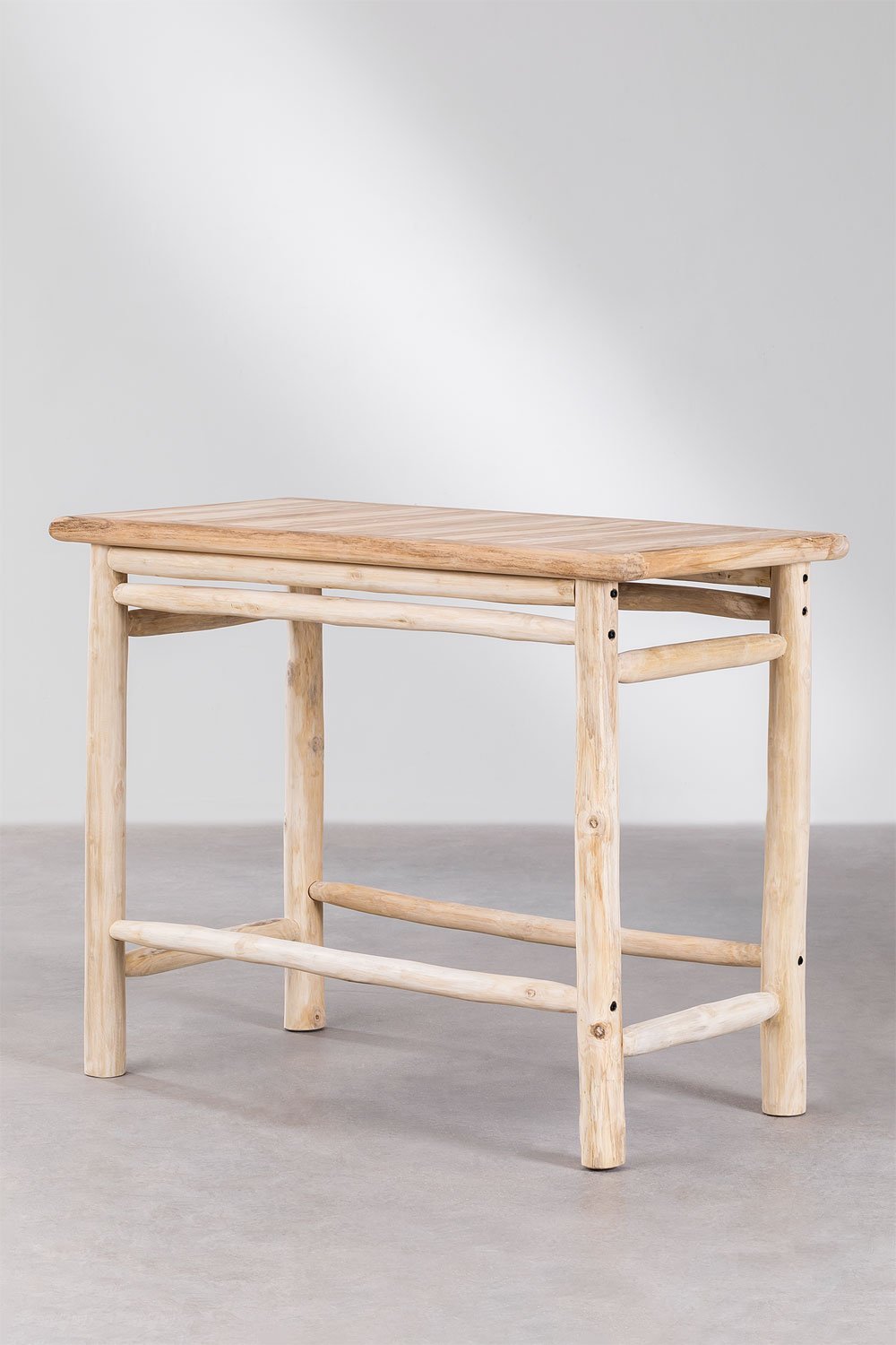 Tavolo alto rettangolare in legno di teak (134x65 cm) Narel, immagine della galleria 1