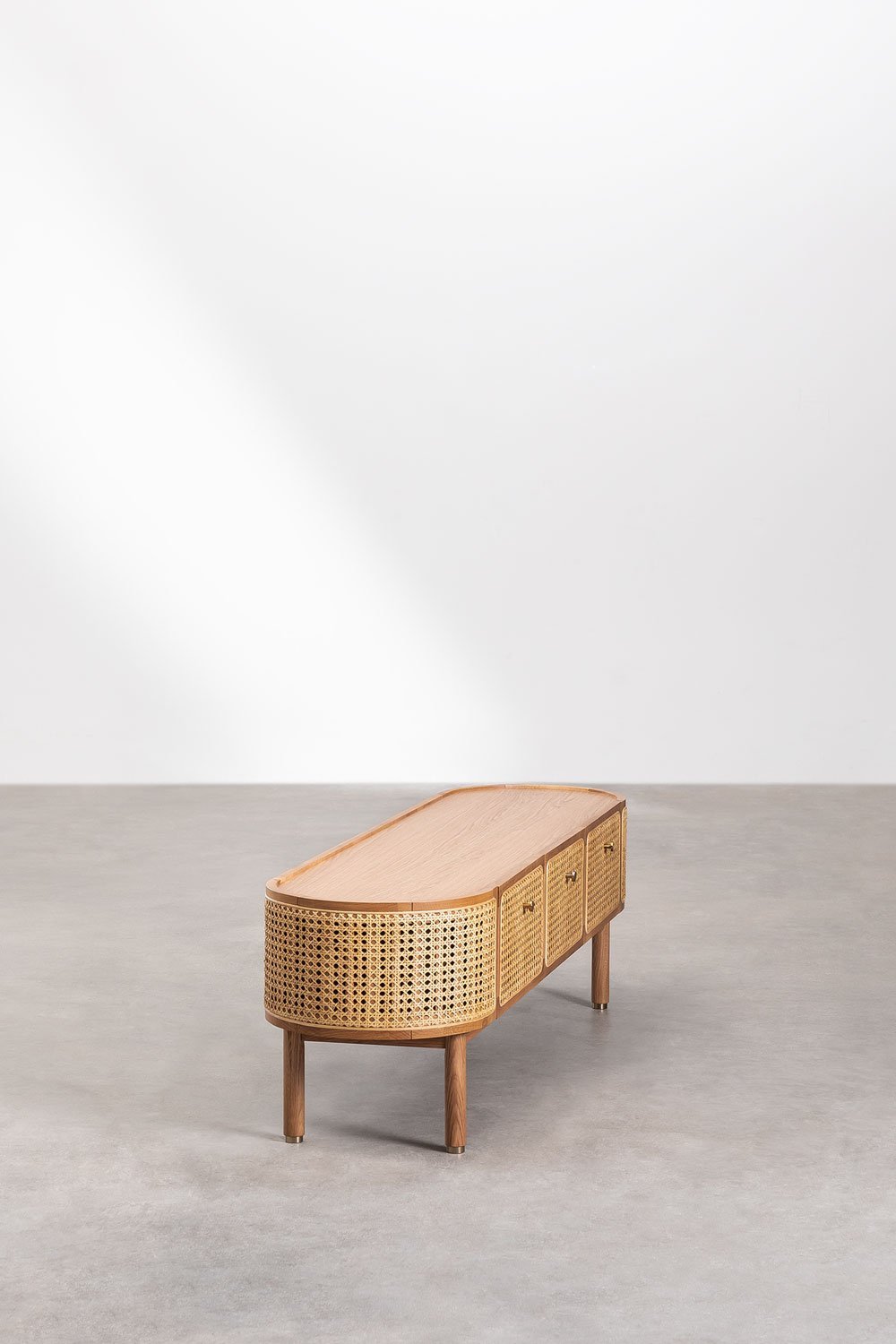 Mobile TV 175x45 cm in rattan e legno Edwina, immagine della galleria 3