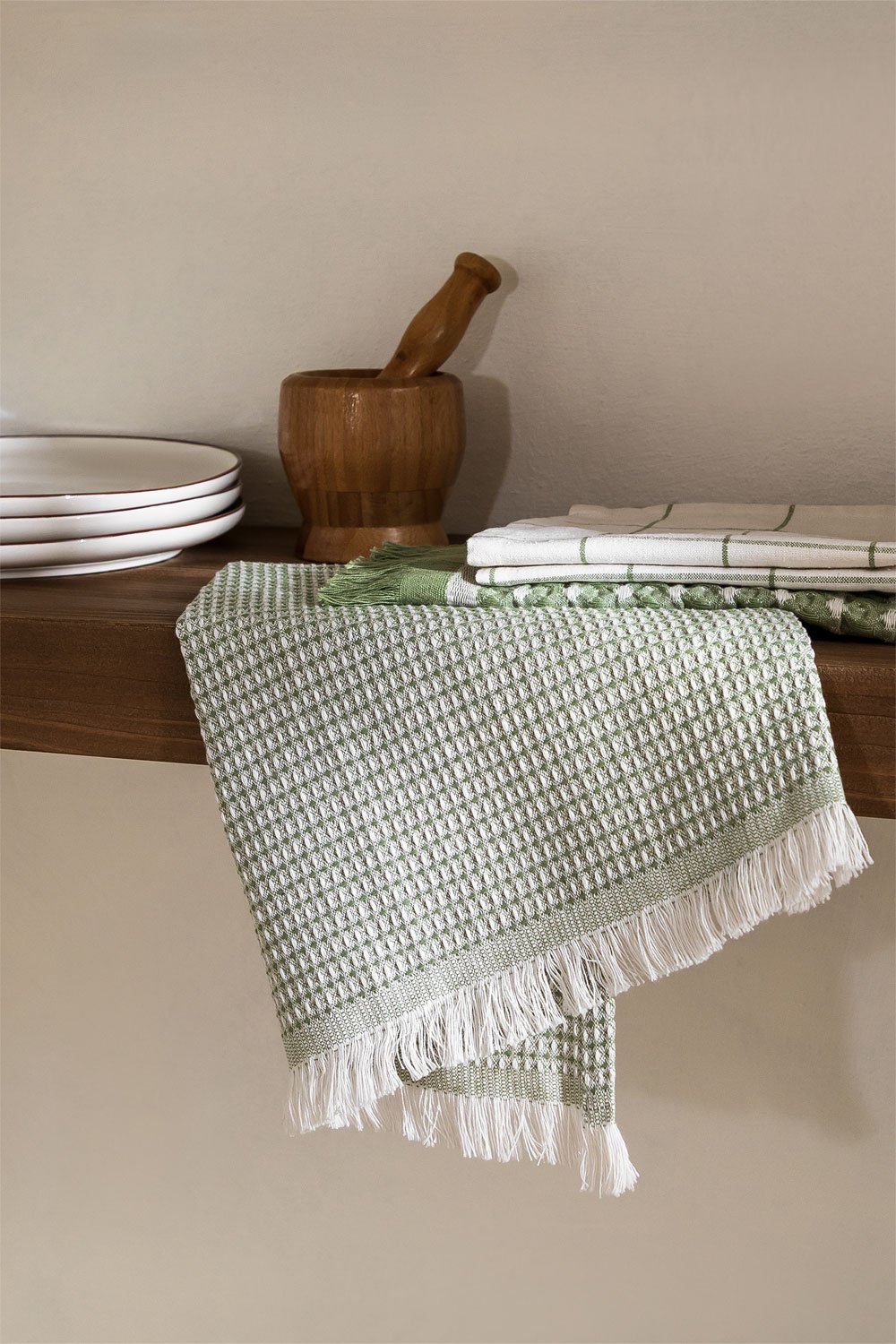 Set di 3 asciugamani da cucina in cotone Bijana, immagine della galleria 1
