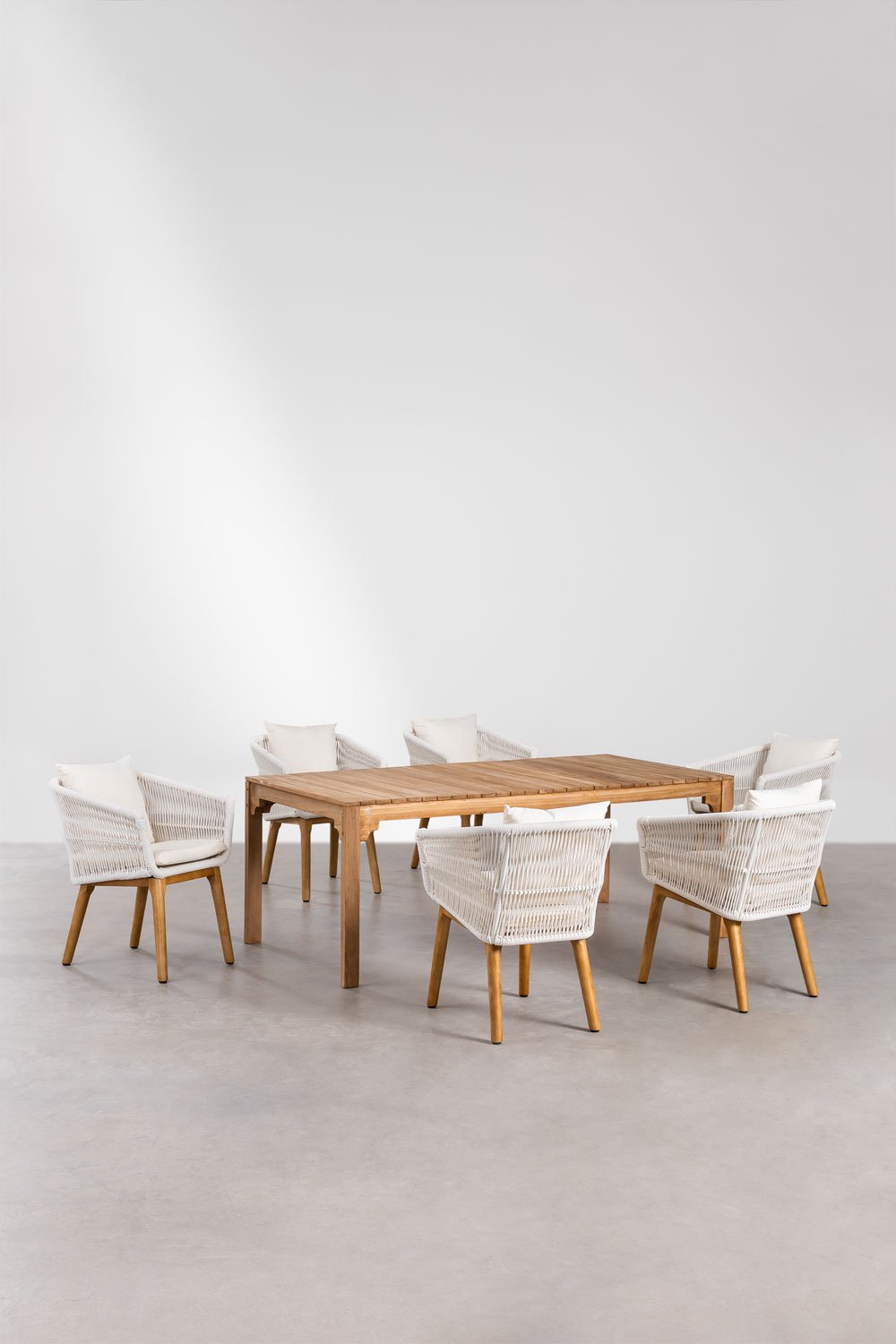 Set di tavolo da pranzo rettangolare (200x100 cm) in legno Donal e 6 sedie da pranzo Barker, immagine della galleria 1