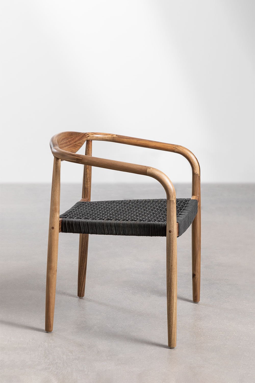 Sedia da giardino in legno di acacia e corda intrecciata Mallory     , immagine della galleria 4