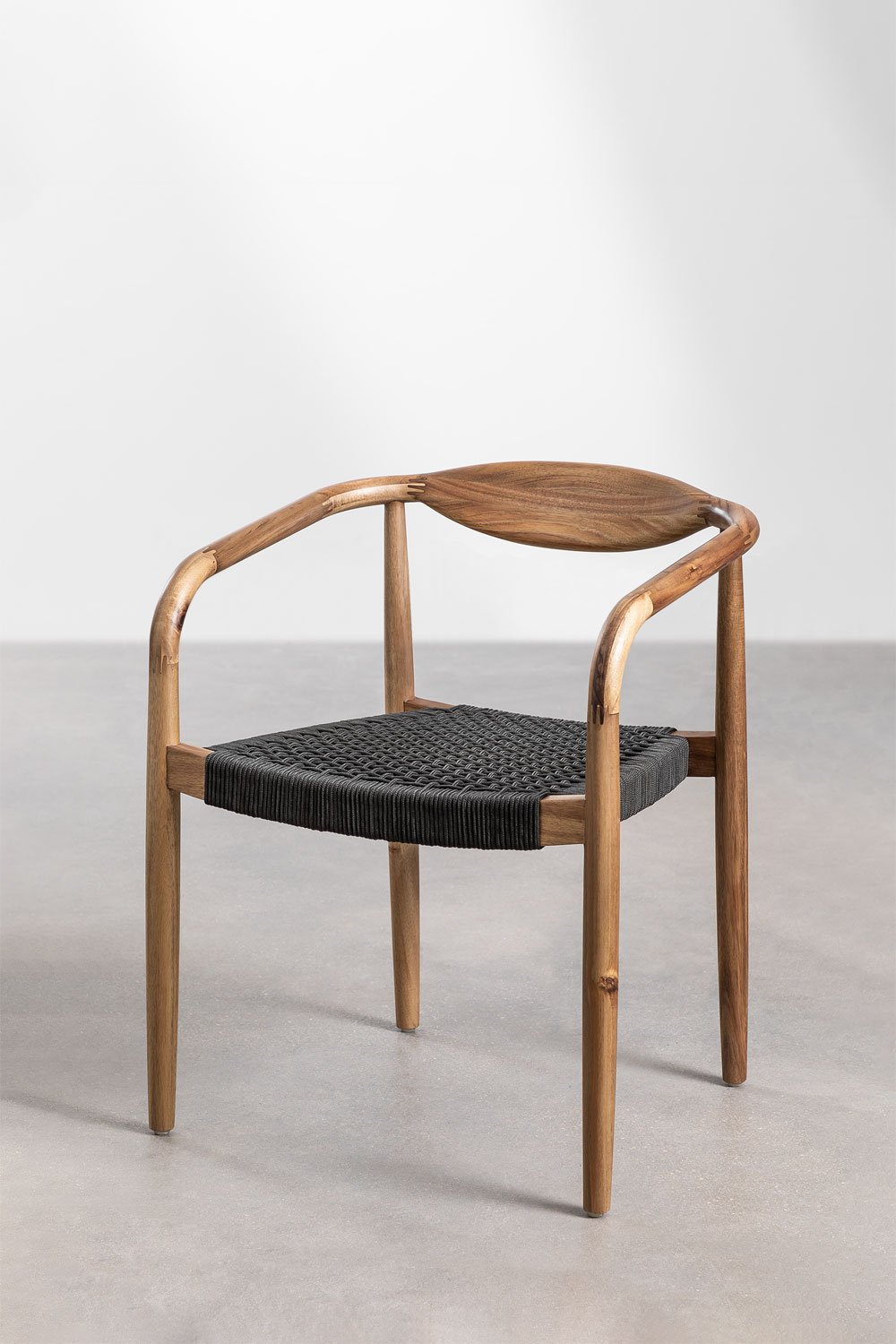 Confezione da 2 sedie da giardino in legno di acacia e corda intrecciata Mallory, immagine della galleria 1