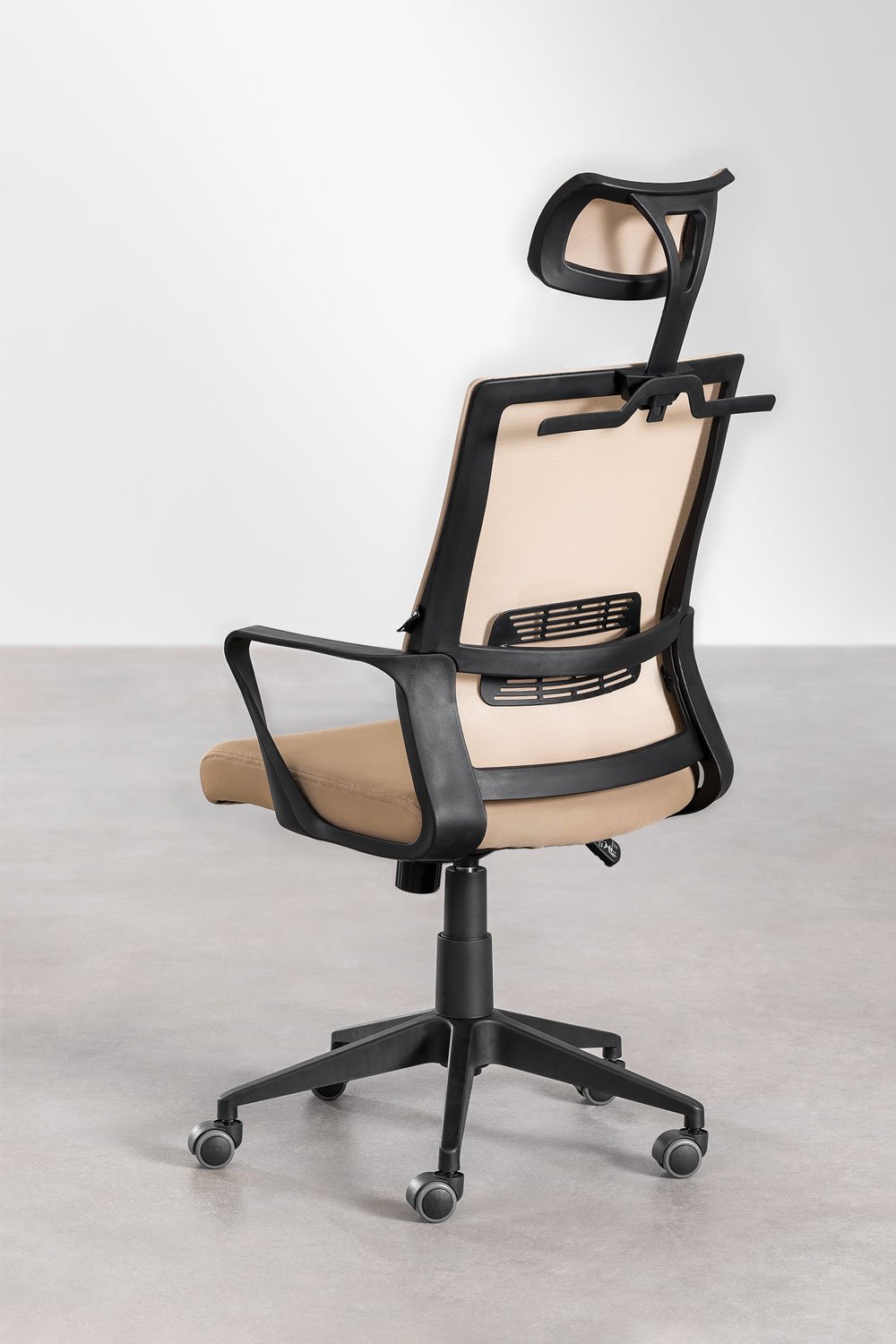 Sedia da ufficio con ruote e poggiatesta in polipropilene Teill Black, immagine della galleria 4