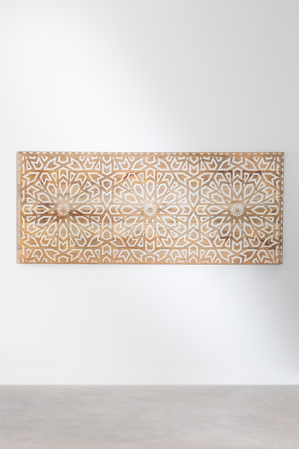 Testiera in legno di mango per letto matrimoniale Rosette, immagine della galleria 1